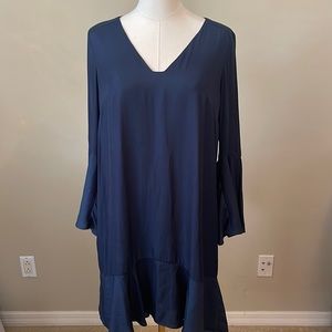Maeve Anthropologie Navy/Teal Long Sleeve Dress Small